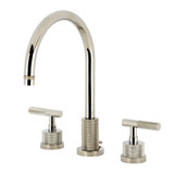 Kingston Brass Convergent Widespread Bathroom Faucet with Knurled Handle and Brass Pop-Up, Polished Nickel - KS8926KNL
