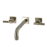 Kingston Brass Convergent Two-Handle Wall Mount Roman Tub Faucet with Knurled Handle, Brushed Nickel - KS6028KNL
