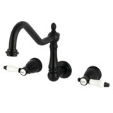 Kingston Brass Bel-Air Two-Handle Wall Mount Roman Tub Faucet, Matte Black - KS1020BPL