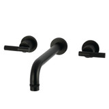 Kingston Brass Convergent Two-Handle Wall Mount Roman Tub Faucet with Knurled Handle, Matte Black - KS8020KNL
