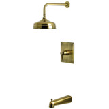 Kingston Brass NuvoFusion Single-Handle Pressure Balanced Tub and Shower Faucet, Antique Brass - KB6343NDL
