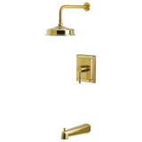 Kingston Brass Concord Single-Handle Pressure Balanced Tub and Shower Faucet, Brushed Brass - KB5897DL
