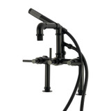 Kingston Brass Concord 7" Center Deck-Mount Clawfoot Tub Faucet with Hand Shower, Matte Black - AE6400DL