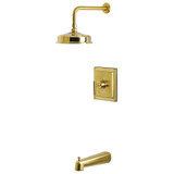 Kingston Brass Manhattan Single-Handle Pressure Balanced Tub and Shower Faucet, Brushed Brass - KB5897CML