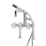 Kingston Brass Belknap 7" Center Deck-Mount Clawfoot Tub Faucet with Hand Shower, Polished Chrome - AE6401RX