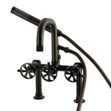 Kingston Brass Belknap 7" Center Deck-Mount Clawfoot Tub Faucet with Hand Shower, Oil Rubbed Bronze - AE6005RX