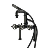 Kingston Brass Fuller 7" Center Deck-Mount Clawfoot Tub Faucet with Hand Shower, Matte Black - AE6400CG