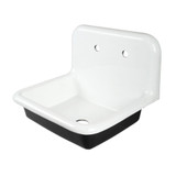 Kingston Brass Petra Galley 24" Cast Iron Single Bowl Wall Mount Utility Sink (2-Hole), White - GCLWS242019