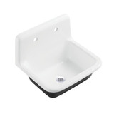 Kingston Brass Petra Galley 22" Cast Iron Single Bowl Wall Mount Utility Sink with Drain, White/Polished Chrome - KGCLWS221871