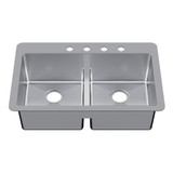 Kingston Brass Quebec 33" Stainless Steel Double Bowl Dual Mount Kitchen Sink with Drain, Brushed - GKDD332294LD