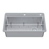 Kingston Brass Calgary 33" Stainless Steel Single Bowl Dual Mount Kitchen Sink with Drain, Brushed - GKDS332292BN