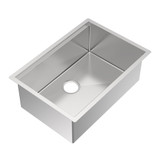 Whitehaus 27" Undermount Single Bowl 16 Gauge Brushed Stainless Steel Workstation Sink With Accessories - WHSW2719