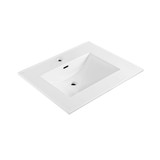 Whitehaus 25" Bathroom Vanity Countertop with Integrated Sink Bowl, Single Faucet Drilling and Overflow - White