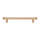 This honey bronze finish oversized cabinet bar pull features a fluted end design and is a part of the Elland Series from the Pemberton Collection by Top Knobs. Perfect for use on cabinet doors and drawers capable of accepting a mounted pull.