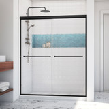 Dreamline SDAT60W700VTR09 Alliance Pro LT 56 - 60 inch W x 70 3/8 inch H Semi-Frameless Bypass Shower Door - Matte Black and Rain Glass