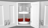 Rev-A-Shelf 18" Almond Lazy Daisy Polymer Full-Circle 2-Shelf Lazy Susan w/Bottom-Mount Hardware for Corner Wall Cabinets - LD-2062-18BM-15-1