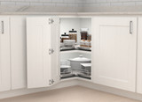 Rev-A-Shelf 28" Gray Solid Bottom Kidney-Shaped Lazy Susan for Corner Base Cabinet w/ Swivel Bearing - 53-401-28BSGR-1