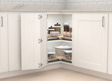 Rev-A-Shelf 28" Maple Solid Bottom Kidney-Shaped Lazy Susan for Corner Base Cabinet w/ Swivel Bearing - 53-401-28BSMP-1