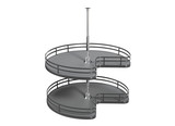 Rev-A-Shelf 28" Orion Gray Solid Bottom 2-Shelf Kidney-Shaped Lazy Susan for Corner Base Cabinet - 53472-28FOG-1