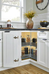 Rev-A-Shelf 28" Orion Gray Solid Bottom 2-Shelf Kidney-Shaped Lazy Susan for Corner Base Cabinet - 53472-28FOG-1