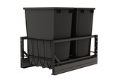 Rev-A-Shelf Aluminum Double Black 35 Qt. Pullout Waste Container w/ Soft-Close for 18" Base Cabinets - 5349-18DM-218