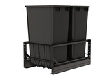 Rev-A-Shelf Aluminum Double Black 50 Qt. Pullout Waste Container w/ Soft-Close for 21" Base Cabinets - 5349-2150DM-218