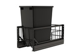 Rev-A-Shelf Aluminum Single Black 35 Qt. Pullout Waste Container w/ Soft-Close for 15" Base Cabinets - 5349-15DM-118