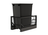 Rev-A-Shelf Aluminum Single Black 35 Qt. Pullout Waste Container w/ Soft-Close for 15" Reduced Depth Base Cabinets - 5349-15DM18-118