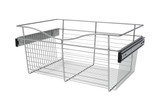 Rev-A-Shelf Chrome 24" Wire Pullout Basket for 16" Deep Closet - 11" H - CB-241611CR-1