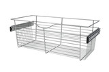 Rev-A-Shelf Chrome 30" Wire Pullout Basket for 14" Deep Closet - 11" H - CB-301411CR-1