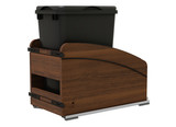 Rev-A-Shelf Craftsman Collection Single Black 35 Qt. Solid Walnut Bottom Mount Pullout Waste Container w/ Black Accents, (1) Lid and BLUM Soft-Close Slides for 15" Base Cabinets - 4WCCC-WN-1535DM-118MB
