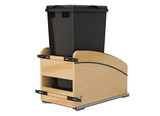 Rev-A-Shelf Craftsman Collection Single Black 50 Qt. Solid Maple Bottom Mount Pullout Waste Container w/ Black Accents, (1) Lid and BLUM Soft-Close Slides for 15" Base Cabinets - 4WCCC-1550DM-118MB