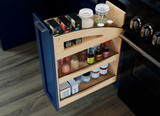 Rev-A-Shelf Craftsman Collection Solid Maple Base Cabinet Pullout Organizer w/ Black Accents and BLUM Soft-Close Slides for 12" Base Cabinets - 448CC-BCSC-8MB