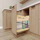Rev-A-Shelf Craftsman Collection Solid Maple Base Cabinet Pullout w/ Tray Divider/Foil Wrap Holder, Black Accents and BLUM Soft-Close Slides for 12" Base Cabinets - 447CC-BCSC-8MB