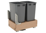 Rev-A-Shelf Double Metallic Silver 50 Qt. Maple Pullout Waste Container with Rev-A-Motion® Soft-Open/Soft-Close for 18" Base Cabinets - 4WCBM-1850DM-2