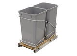 Rev-A-Shelf Double Silver 27 qt. Steel Bottom Mount Pullout Waste Container w/Soft Close for 15" Base Cabinets - 54WC-1527SC-17-1