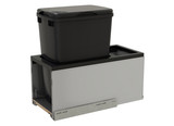 Rev-A-Shelf LEGRABOX Single 32 Qt. Stainless-Steel/Black Pullout Waste Container w/ BLUM Soft-Close for 12" Frameless Base Cabinets - 5LB-1232SSBL-118