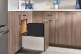 Rev-A-Shelf LEGRABOX Single 32 Qt. Stainless-Steel/Black Pullout Waste Container w/ BLUM Soft-Close for 12" Frameless Base Cabinets - 5LB-1232SSBL-118