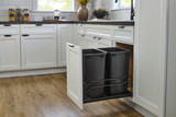 Rev-A-Shelf Steel Double Black 35 Qt. Bottom Mount Pullout Waste Container w/ Soft-Close for 18" Base Cabinets - 53WC-1835SCDM-218