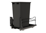 Rev-A-Shelf Steel Single Black 50 Qt. Bottom Mount Pullout Waste Container w/ Soft-Close for 15" Base Cabinets - 53WC-1550SCDM-118