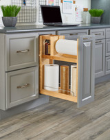 Rev-A-Shelf Wood Base Cabinet Paper Towel Pullout Organizer w/ Soft-Close - 448PTH-BCSC-8C