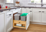 Rev-A-Shelf Wood Bottom Mount Pullout Waste Container with Storage w/ Soft-Close - 4WCWM-2435DMSC-4