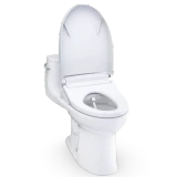 TOTO® ULTRAMAX® WASHLET+® Low Profile One-Piece Elongated 1.28 GPF Toilet and WASHLET+® S5 Bidet Seat, Cotton White - MW6183446CEFG#01