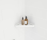 Swanstone White Metal and Glass Corner Shelf - EXCNRSHELF.001