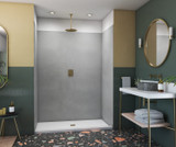 Swanstone 36 x 62 x 96 Smooth Glue up Shower Wall Kit in Ash Gray - EXSK366296.203