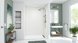 Swanstone 34" x 62" x 96 Metro Subway Tile Glue up Bathtub and Shower Wall Kit in White - EXMTMK963462.010