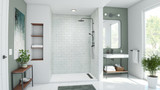 Swanstone 34 x 62 x 96 Metro Subway Tile Glue up Bathtub and Shower Wall Kit in Carrara - EXMTMK963462.221