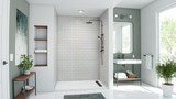 Swanstone 34 x 62 x 96 Metro Subway Tile Glue up Bathtub and Shower Wall Kit in Birch - EXMTMK963462.226