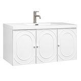 Fine Fixtures French Wall Hung Vanity 42" Wide, Matte White, 3 Doors + 1 Drawer - CU42WH