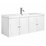 Fine Fixtures French Wall Hung Vanity Cabinet 52" Wide, Matte White, 4 Doors + 2 Drawer - CU52WH